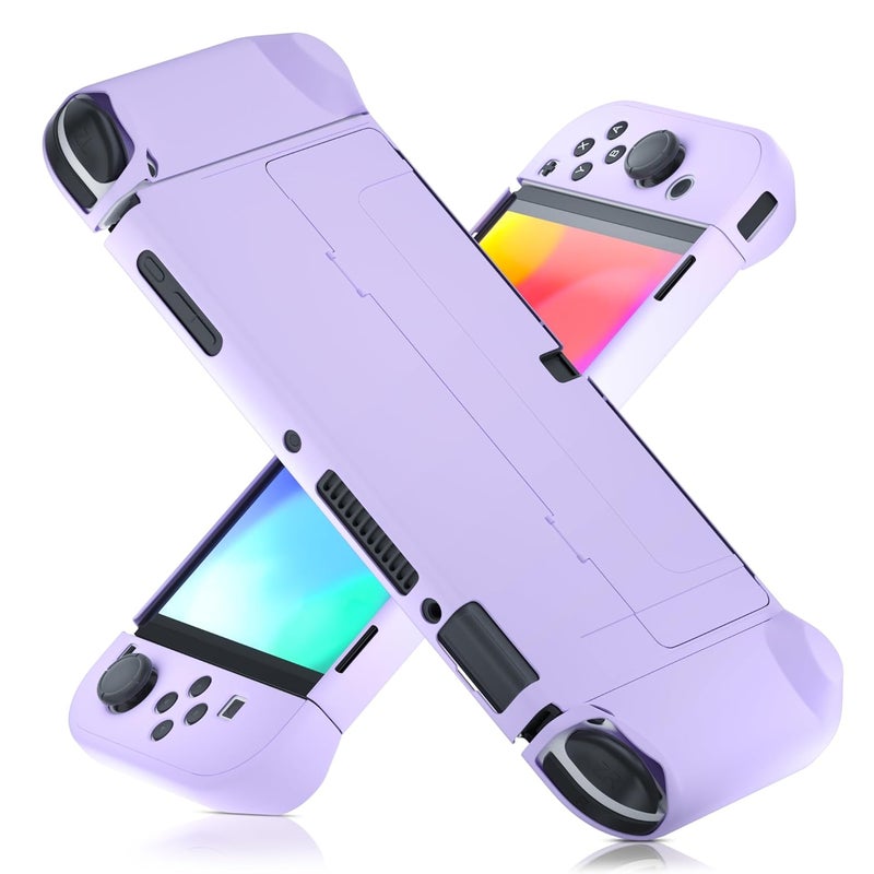 FANPL [Improved Version] Dockable Case for Nintendo Switch OLED 2021, Protective Case Cover for Switch OLED and Joy Con Controller - Strong and Durable, Not Easy to Fall Off (Purple) - Image 1